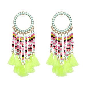 LONG VINTAGE FRINGING BEADS EARRING
